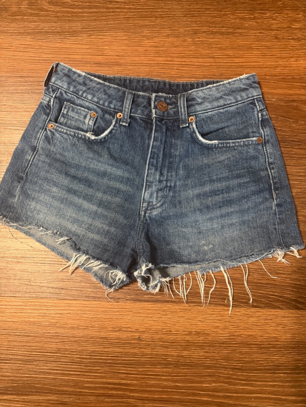 H&M Distressed Blue Denim Cutoff Shorts